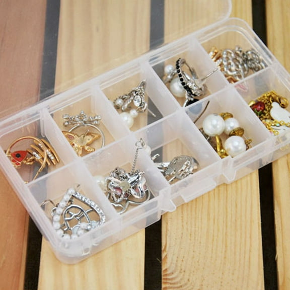 Nail Tip False Empty Tips Organizer Storage Box with 10 Number Spaces Storage Case Container Nail Plastic Grid Box for Fingernail Crystal Jewelry Accessories