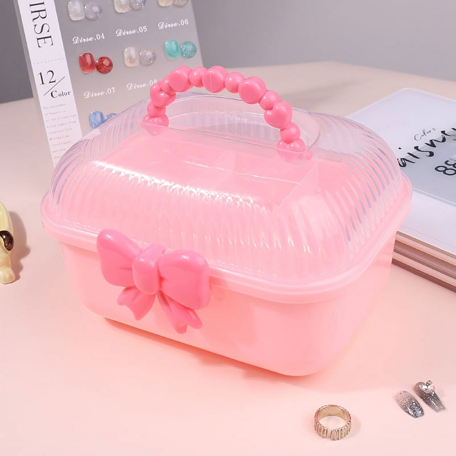 Nail Tips Nail Art Tool Gel Polish False Nails Manicure Collector Box False Tips Hair Accessories Double-deck Bow Storage Box