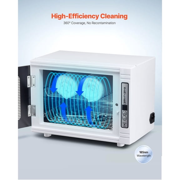 Nail Tool Cleaning Machine, 12L Large Capacity, Tool Cabinet Cleaner Box with Timer Setting, Tempered Glass Door, 185nm Wavelength, for Labs, Home, Nail Salons, Hair Studios, Beauty Salons