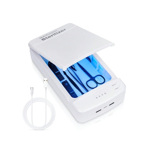 Nail Tool Sterilizer Blue Light Portable USB Sterilizing Box For Manicure Salon Tweezers Tattoo Scissors Jewelry Phone Watch Keys White