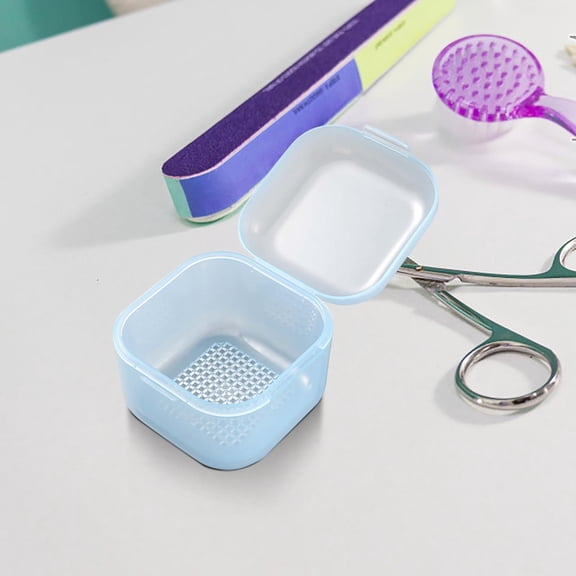 Nail Tool Sterilizer Box Sterilization Tray for Nail Art Accessories Tools, Portable Nail Drill Bits Disinfectant Container Soaking Box with Strainer Pedicure Manicure Cleaning Equipment,Light Blue