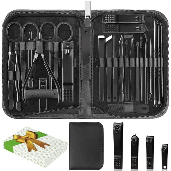 Nail clipper set, 26-piece nail set and foot care set, stainless steel nail and toe nail clippers