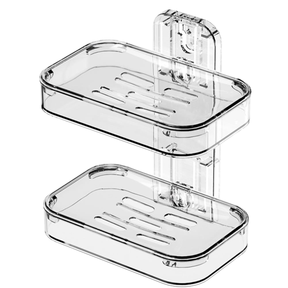 FENGGUIQU Self Draining Wall Mounted Soap Dish 1 Set Transparent PET ...
