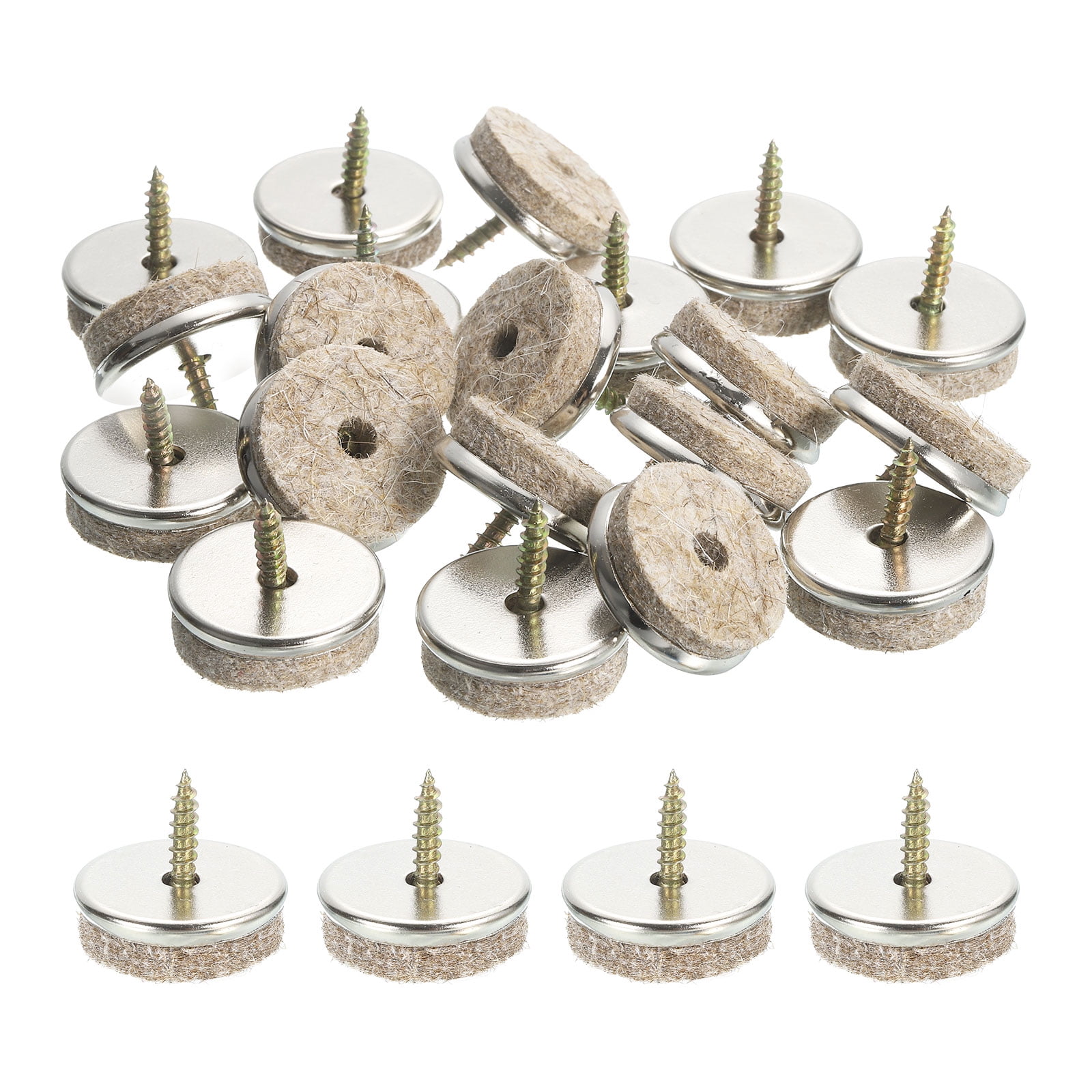 Nail-on Furniture Sliders, 24Pack Nail-on Felt Pad Round Chair Table Feet Pads Chair Leg Floor Protectors for Hardwood Floors (Beige, 28mm/1.1")