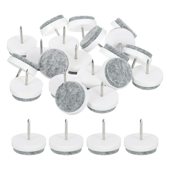 Nail-on Furniture Sliders, 40Pack Nail-on Felt Pads Round Chair Table Feet Pads Chair Leg Floor Protectors for Hardwood Floors (White, 28mm/1.1")