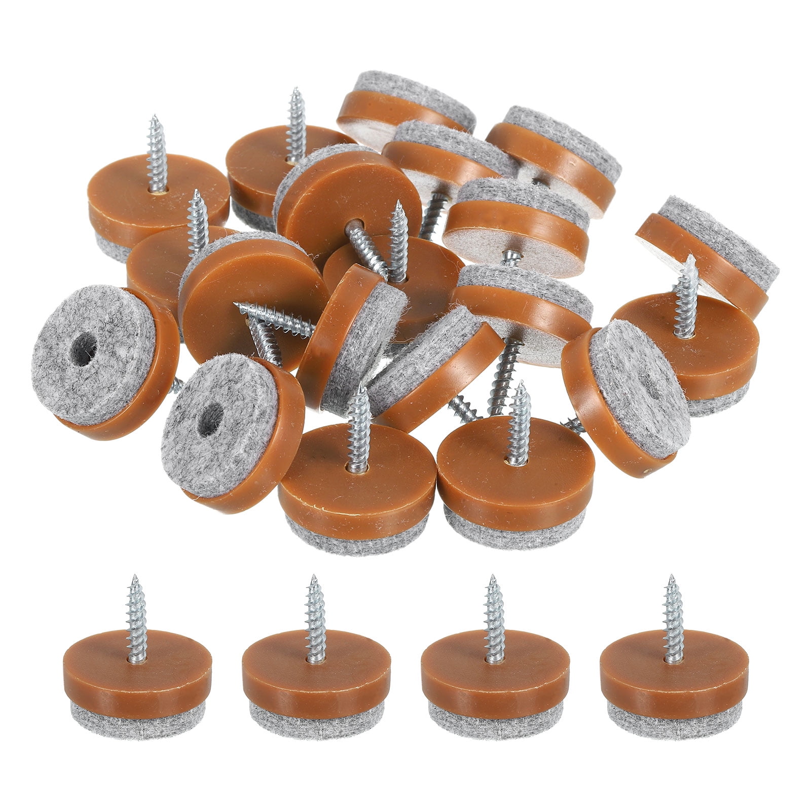Nail-on Furniture Sliders, 50Pack Nail-on Felt Pad Round Chair Table Feet Pads Chair Leg Floor Protectors for Hardwood Floors (Brown, 28mm/1.1")