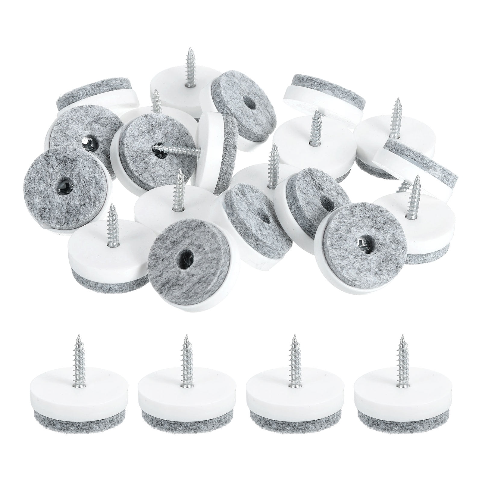 Nail-on Furniture Sliders, 50Pack Nail-on Felt Pad Round Chair Table Feet Pads Chair Leg Floor Protectors for Hardwood Floors (White, 28mm/1.1")