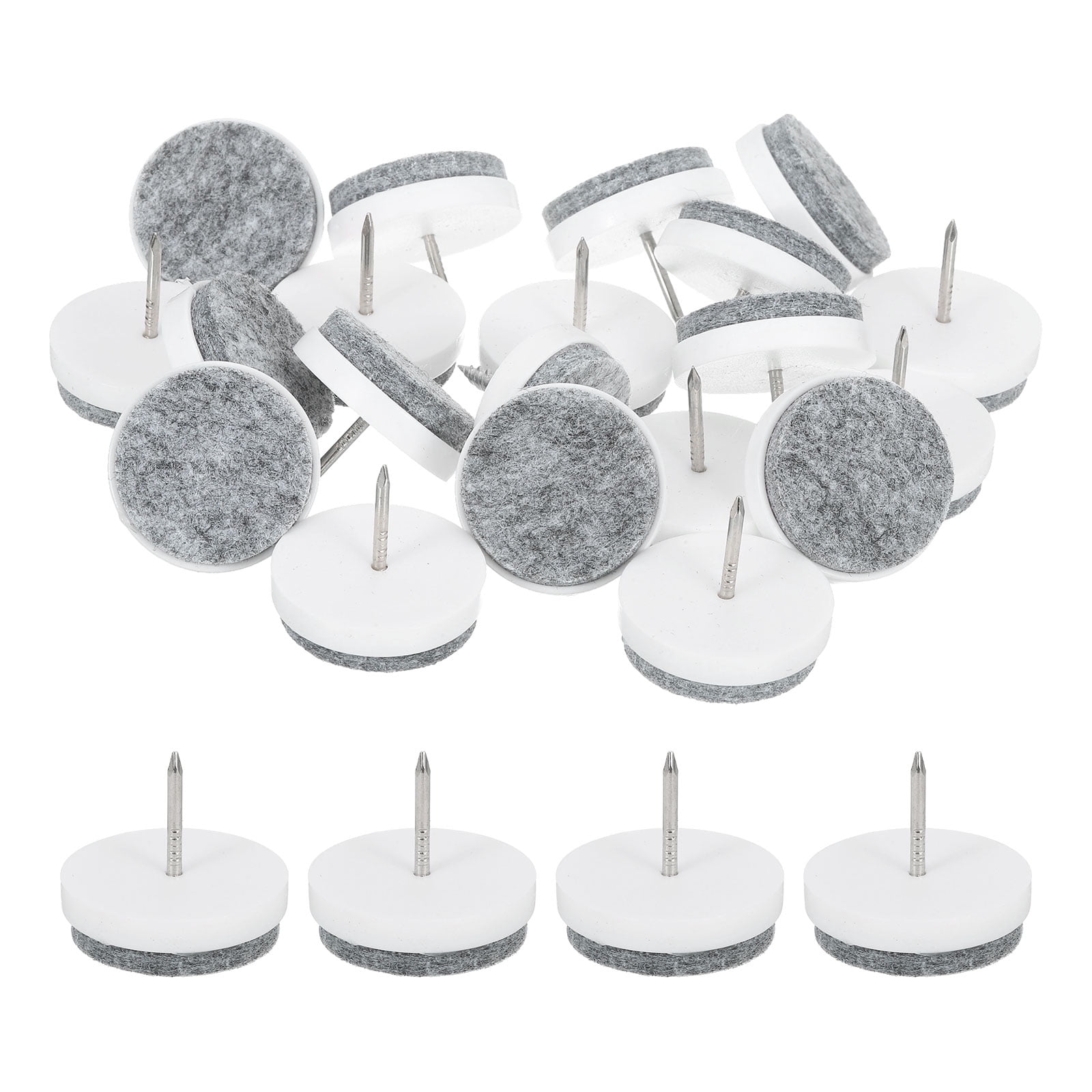 Nail-on Furniture Sliders, 50Pack Nail-on Felt Pads Round Chair Table Feet Pads Chair Leg Floor Protectors for Hardwood Floors (White, 30mm/1.18")
