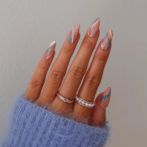 Nail patch wholesale simple multi-color wave nail piece nail wear nail piece wholesale removable nail