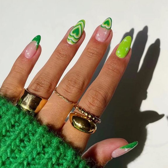 Nail piece wholesale fresh green vortex love star light nail piece finished nail patch wholesale nail piece nails