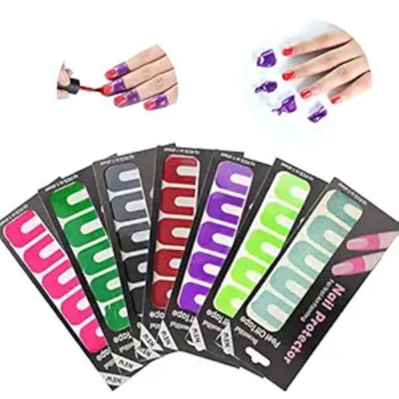 Nail polish protector, 5 packs of 50 disposable tear-free stickers, U-shaped nail painting tape, soft plastic nail protector, splash-proof stickers, nail stamping tools (Color: purple)