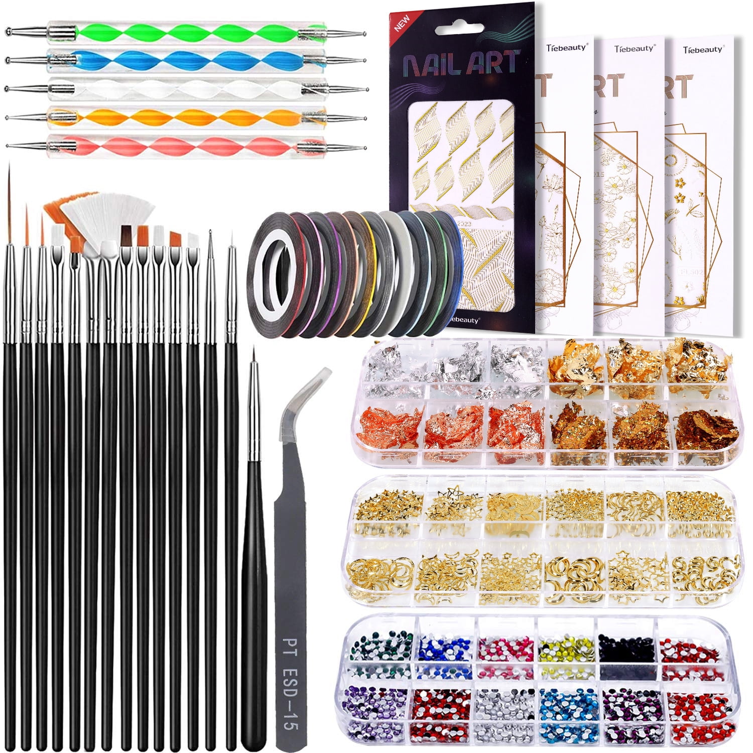Nail set full set diy shop nail pen tool nail stickers hollow rivet jewelry drill-black