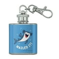 thumbnail image 1 of Nailed It Hammerhead Shark Funny Humor Pun Stainless Steel 1oz Mini Flask Key Chain, 1 of 4