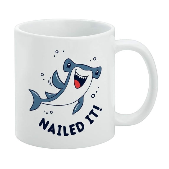 Nailed It Hammerhead Shark Funny Humor Pun White Mug