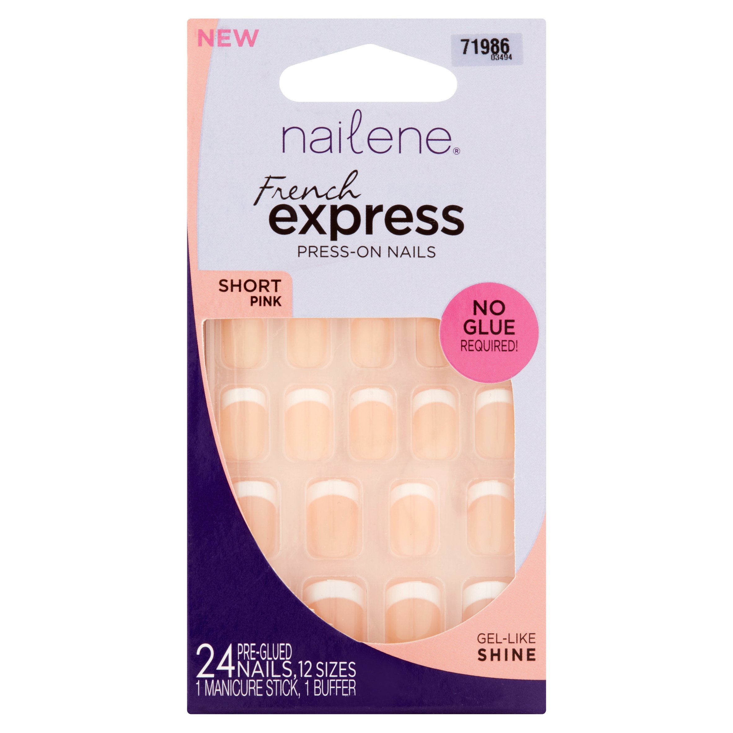 Nailene French Express Short Pink PressOn Nails, 71986, 24 ct