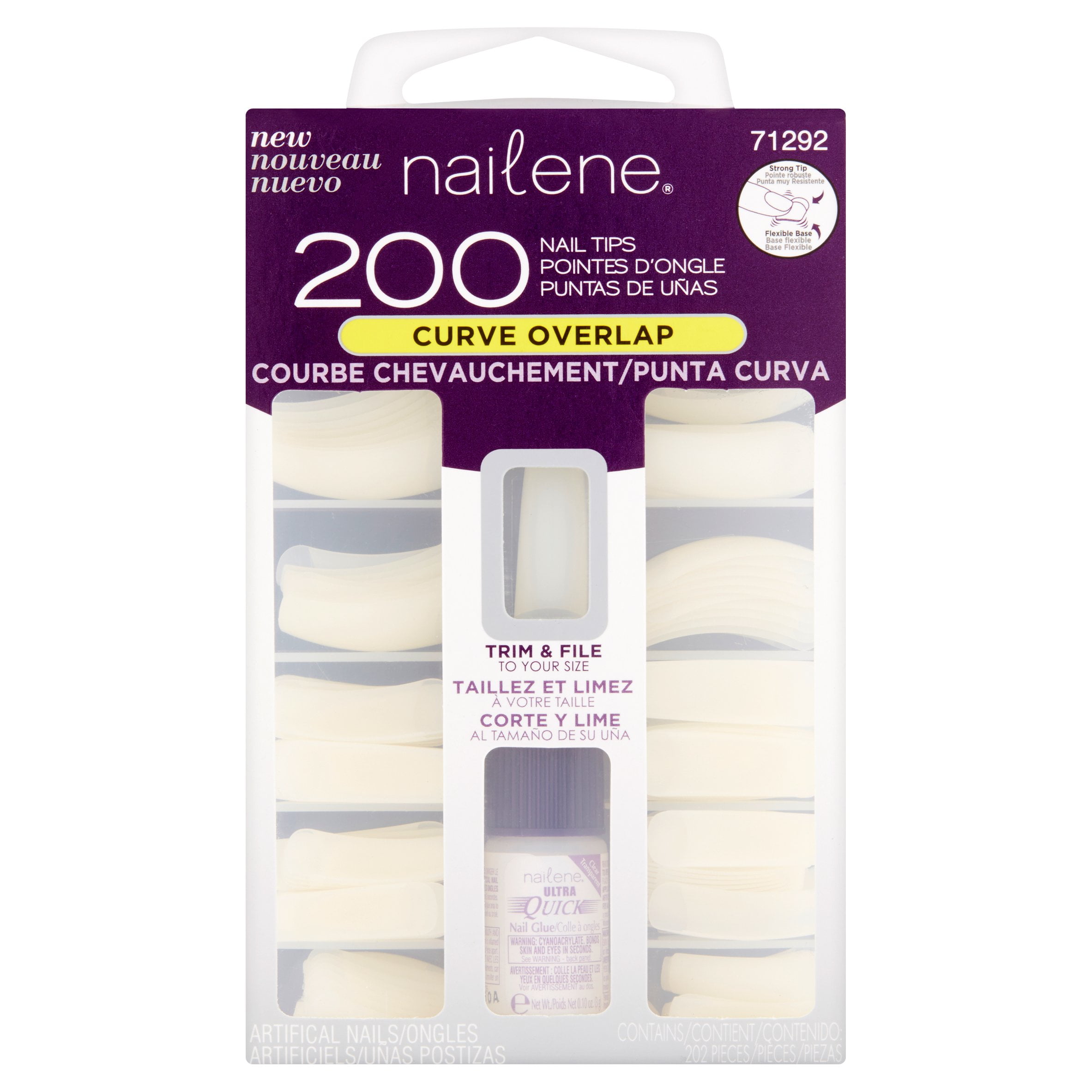 Nailene Nail Tips Curve Overlap, 200 count