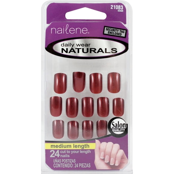 Nailene Studio Nails ~ 24 Nails (21083 Dark Maroon)