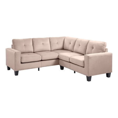 Nailer 82 In. W 1-Piece Velvet L Shape Sectional Sofa In Beige