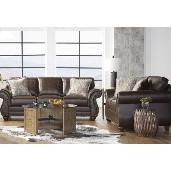 Nailhead Accents, Rolled Arms - Sofa and Loveseat for Traditional yet Casual Living