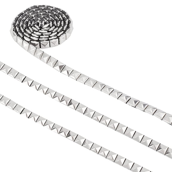 Nailhead Trim - 5 Yards 8mm Hot Fix Stainless Steel Square Rivet Studded Applique Metal Iron-on Applique