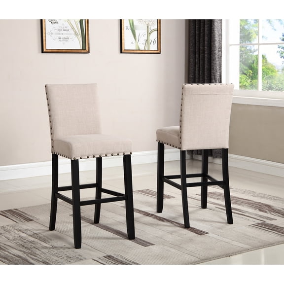 Nailhead Trim Feature / Tan Bar Stools for Dining Areas