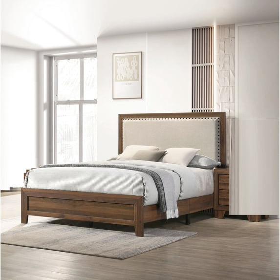 Nailhead Trim Headboard Bed / Full Size Bed for Comfortable Sleep