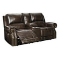 thumbnail image 1 of Nailhead Trim Leatherette Power Recliner Loveseat with Console, Dark Brown, 1 of 3