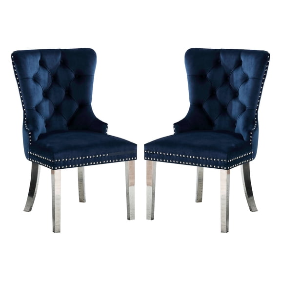 Nailhead Trim and Solid Pattern / Dining Room Furniture / Blue Chairs for Cozy Feel