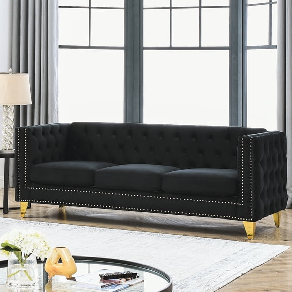 Nailhead Trimmed 3 - Seat Sofa / TV Watching in Living Room / Luxurious Visual Effect