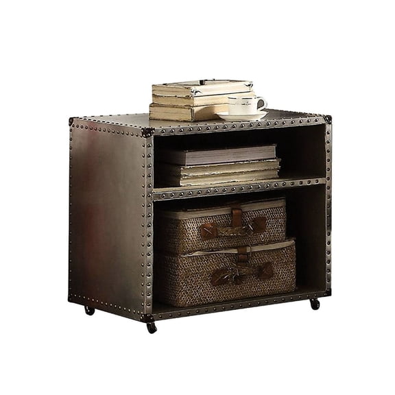 Nailhead Trimmed Aluminum | Two Compartments for Storage | Built - in Power Dock for Tech Needs