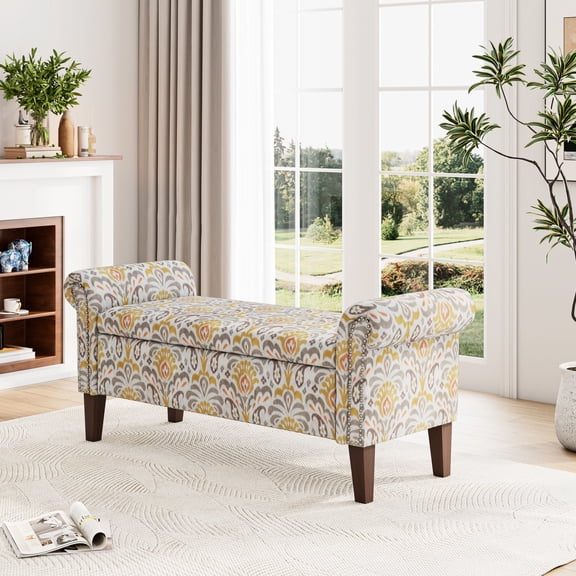 Nailhead Trimmed - Comfortable Padded Top - Entryway or Living Area - Add Elegance to Home