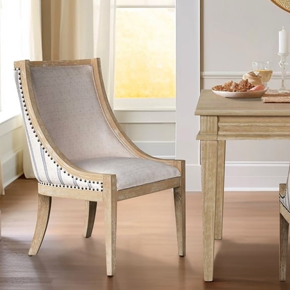 Nailhead Trimmed Upholstered Chair for Dining / Solid Wood Legs, Good Size