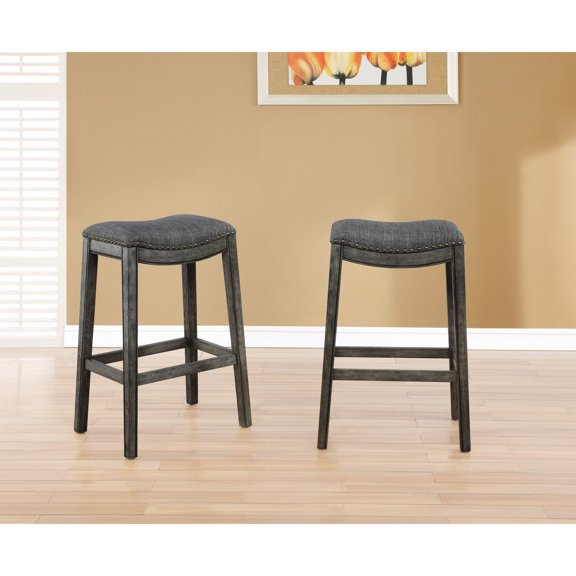 Nailheaded Rusty Whitewash Barstools in Gray / Upgrade Your Bar Decor