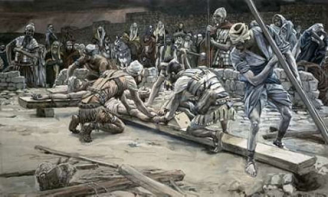 Nailing The Feet Canvas Art - James Jacques Tissot (12 x 18)