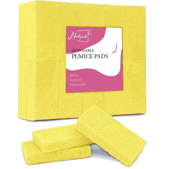 Nailpinks, Professional Pumice Pads for Removing Cracked Heels, 40-Pack, Yellow