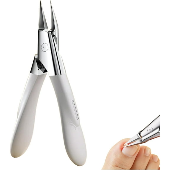 Nailpro Guard Clippers, Toenail Clippers for Thick & Ingrown Nails - Fixed 30° Ultra-Sharp Stainless Steel, Non-Slip Handle (Seniors & Adults) (White)