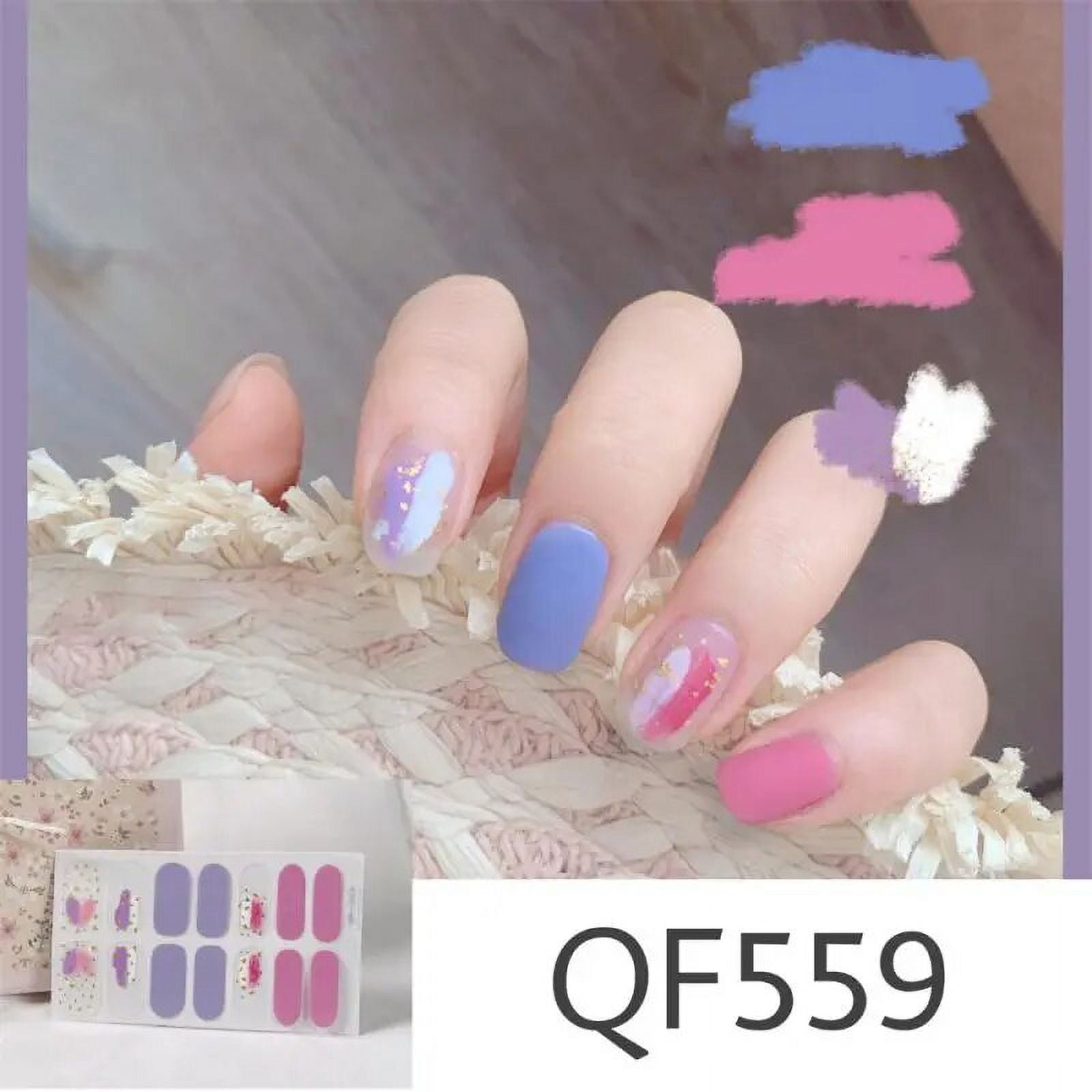 Nails Art Stickers Nail Decals Semi Cured Gel Fashion Solid Color