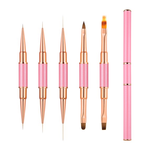 Nails Decoration Brush Set 5Pcs Double Headed Manicure Tools for Detailed Artwork and Gel Polish Application