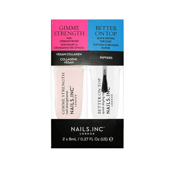 Nails.INC Gimme Strength and Top Coat Nail Treatments Duo, 2 x 0.27oz