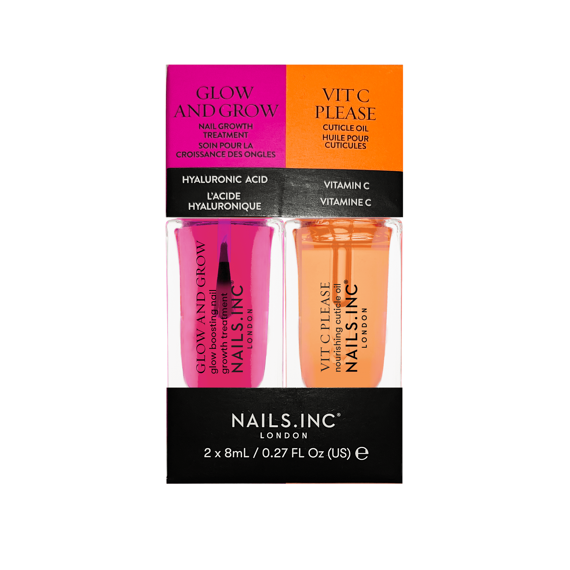 Nails.INC Glow & Grow and Vitamin C Nail Treatments Duo, 2 x 0.27oz