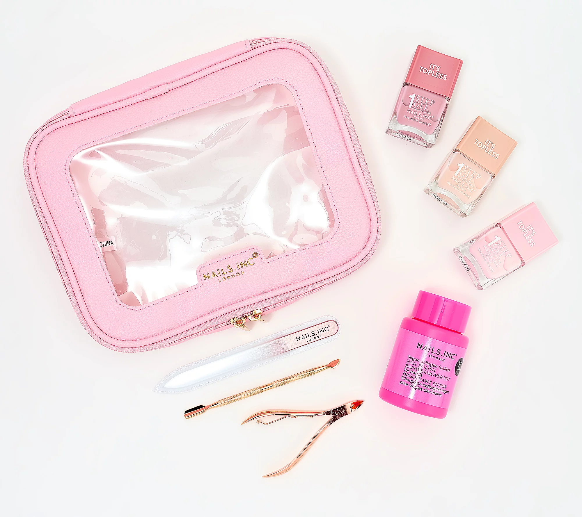 Nails INC It’s Topless 7-Piece Manicure Set with Bag – All-in-One Gel Polish & Tools Kit