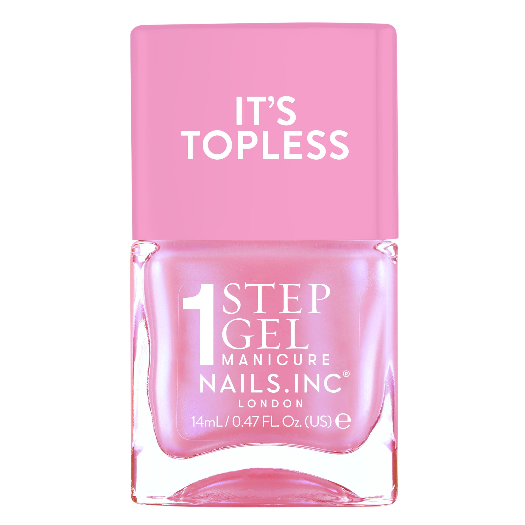 Nails.INC, It's Topless Gel-Like Nail Polish, 4-in-1 Base Coat, Treatment, Color & Top Coat, Addison, Iridescent Pink, 0.47 oz