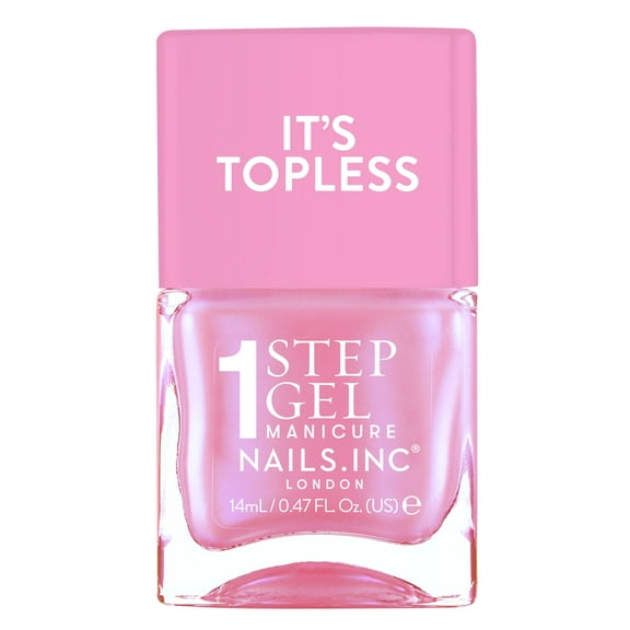 Nails.INC, It's Topless Gel-Like Nail Polish, 4-in-1 Base Coat, Treatment, Color & Top Coat, Addison, Iridescent Pink, 0.47 oz