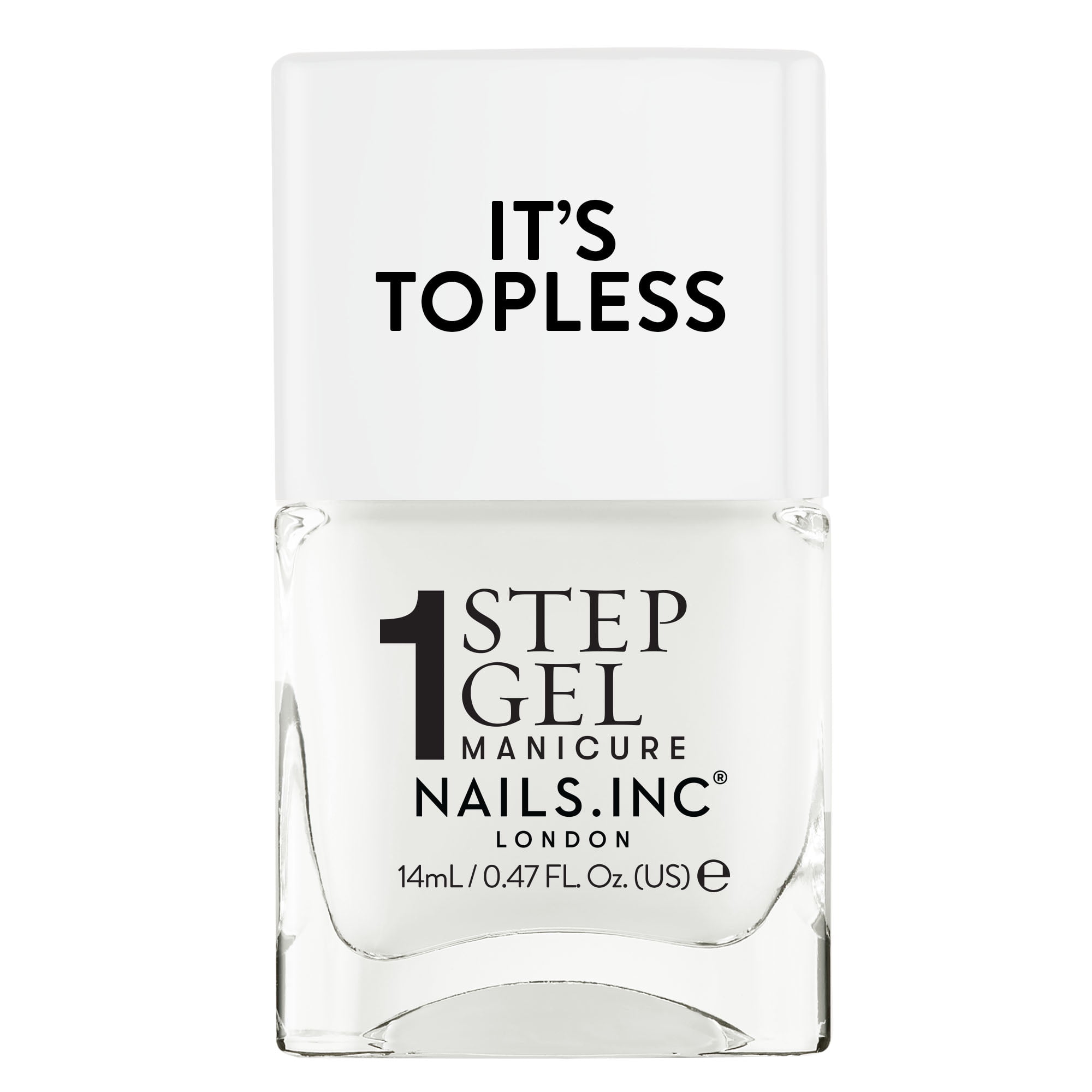 Nails.INC, It's Topless Gel-Like Nail Polish, 4-in-1 Base Coat, Treatment, Color & Top Coat, Emma, White Glow, 0.47 oz