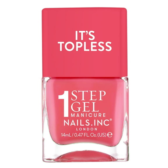 Nails.INC, It's Topless Gel-Like Nail Polish, 4-in-1 Base Coat, Treatment, Color & Top Coat, Sofia, Classic Coral, 0.47 oz
