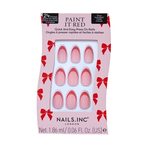 Nails.INC Press-On Nails, Red French Tip, 24 PC