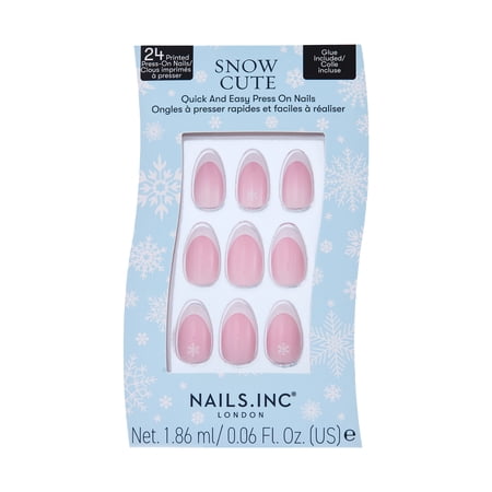 Nails.INC Limited Edition Snow Cute Quick And Easy Press On Nails, Snowflake, 25 Piece Gift Set