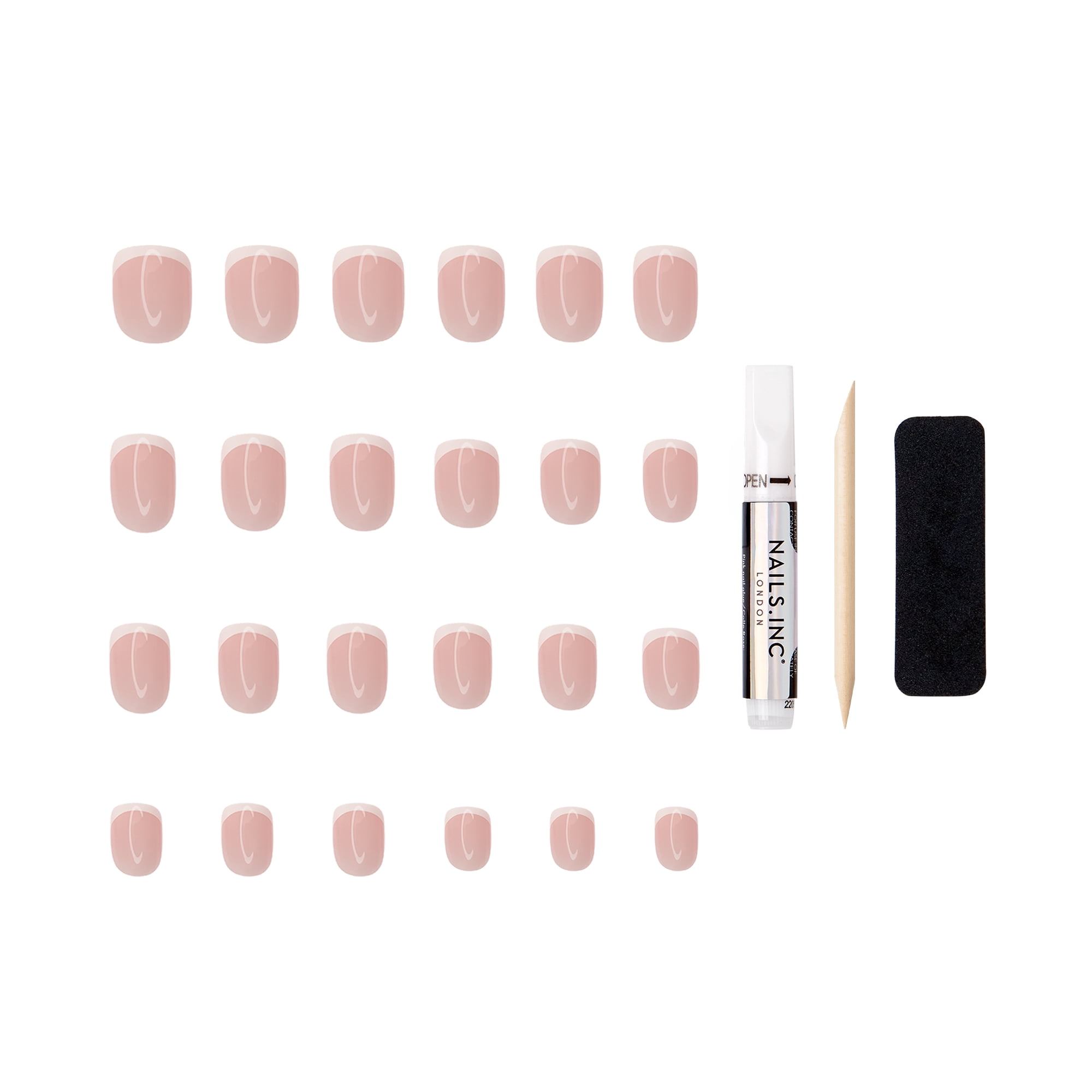 Nails Inc Classic Kim Classic French Tip Square-Shaped Press-On Nails
