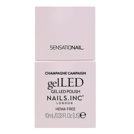 Nails.INC x Sensationail GelLED Gel Nail Polish, Champaign Campaign, Light Pink, 0.33 fl oz