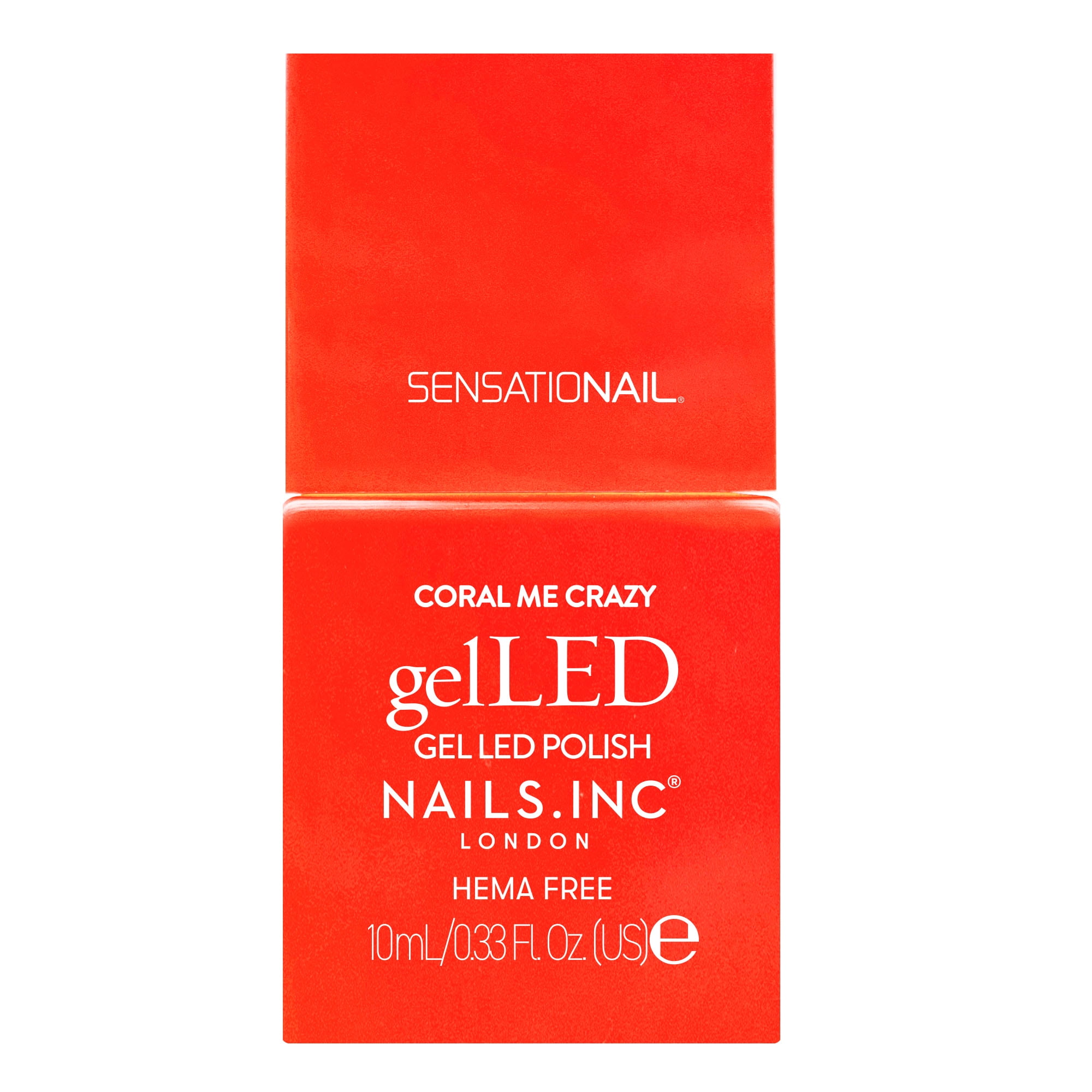 Nails.INC x Sensationail GelLED Gel Nail Polish, Coral Me Crazy, Coral Pink, 0.33 fl oz
